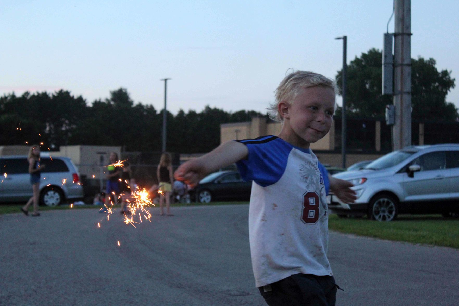 Koda spins with sparkler
